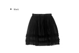 Lash See-Through Frill Mesh Banding Midi Skirt