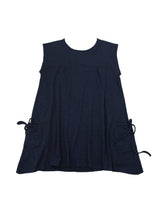 Pintuck waffle flare dress  / navy
