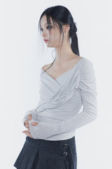 ソフトドレープオフショルダートップ light grey