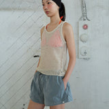 ペーパーニットスリーブレス beige