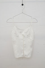 Rose Embroidered Lace Trim Sleeveless (Ivory)