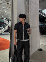 Glossy cropped muscle jacket