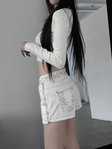 dot button cropped cardigan (2color)