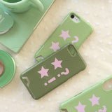 Dot Star Olive Pink Card Wallet Glossy Hard Case