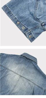 [MUSCLE FIT] Slit snap button denim shirts (3color)