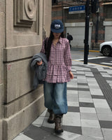 Blush Flare Check Shirt Dress