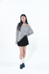 Knit Tie Long Sleeve Set Gray