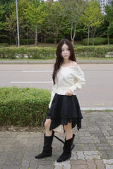 halter strap off-shoulder V-neck knitwear