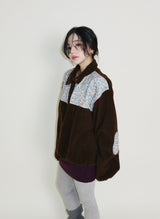 Femme Flower Pattern Quilted Fleece Long Sleeve T-Shirt (Button Detail)