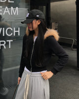 [ORIGINAL] POE Fur Hood 2-Way Zip-Up Hoodie