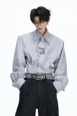 Striped Shoulder Pad Tie Shirt