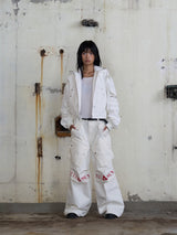 Circle Denim Bomber Jacket (White)