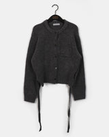 Engen Back Slit Ribbon Strap Pocket Knit Cardigan
