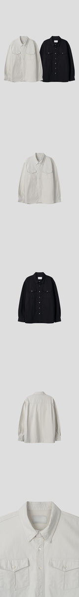 [SET UP가능] ステッチツーポケットシャツ(2color)