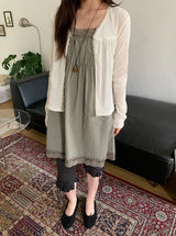 Umi Shirring Layered Lace Sleeveless One Piece