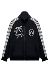 ARI PEACH FLEECE JERSEY TRACK TOP / BLACK