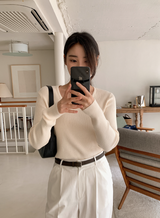Formal Rib Viscose U-neck Knit (5color)