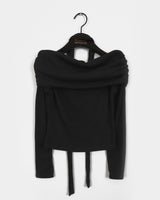 Lucole Shirring Off-Shoulder Knit muffler choker set