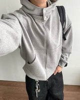 コンパクトクロップハイネックフードジップアップ