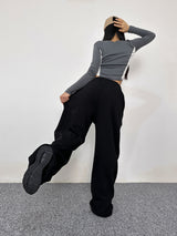 (UNISEX) DOUBLE-LINE STRING WIDE LOOSE-FIT FLEECE TRAINING PANTS - 6 COLOR