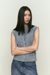 CHERRY CAP SLEEVE KNIT VEST [SKY]