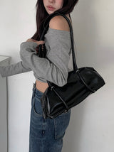 Karl Baguette Leather Shoulder Bag