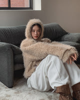 Lolo High Neck Fur Hooded Jumper