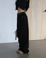 Ethnic Parts Black Wide Pants