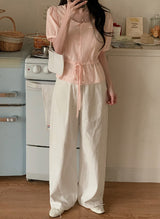 Daily Pintuck Long Wide Cotton Pants (2color)