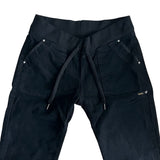 Banding black loose boots cut pants