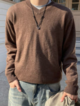 Soft V-Neck Knit (M, L / 4 Colors)