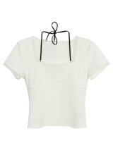 ストラップレイヤードレースショートスリーブTシャツ