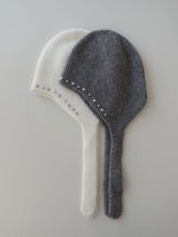 BEADS ANGORA BEANIE (WHITE, GRAY 2COLORS!)