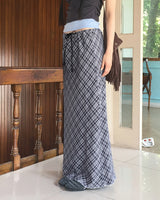 Daming Checkered Chiffon String Layered Long Skirt