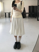 シフォンミディスカート (one color)