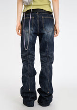 back rivet boots cut denim pants