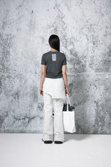 Herringbone Damage Cutting Skirt Pants (WHITE)