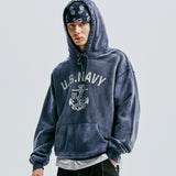 USN VTG DYEING HOODIE DUSTY NAVY