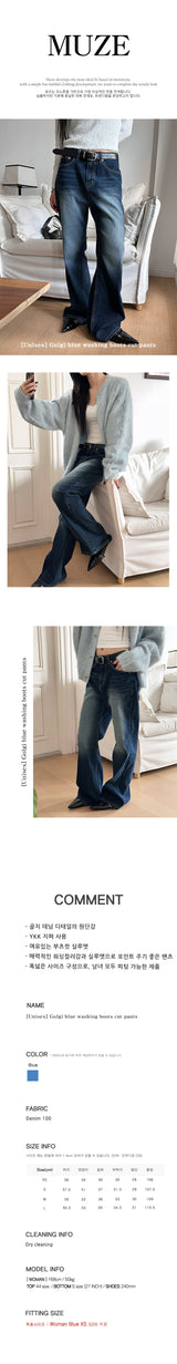 [Unisex] Golgi blue washing boots cut pants