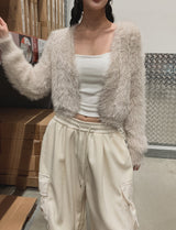 Believe Crop Fur Cardigan