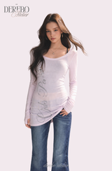 Trend lettering long-sleeve tee
