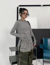 Berry Stripe Hood Flare Wrap Skirt Set
