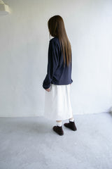 strap shirring cotton midi skirt(2colors)