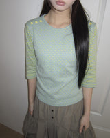 Repo Color-Blocked Button 7-Sleeve T-Shirt