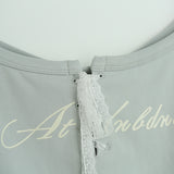 Lace Ribbon Shirred Off-Shoulder Tee 231837298