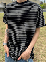レイヤードストライプショートスリーブTシャツ (4 Colors)