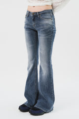 (W) Greyish Low Bootscut Denim