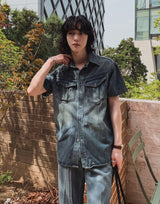 ターンポケットウォッシュデニムシャツ