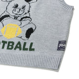 WITTY BUNNY FOOTBALL KNIT VEST - MELANGE GRAY