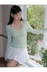 Mint Loose-Fit Layered Sleeveless T-shirt( T + sleeveless set)
